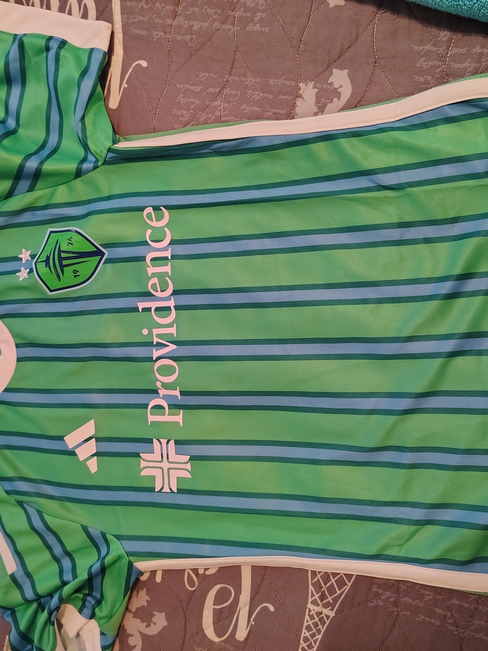 Seattle Sounders MLS Kids' Green & Blue Striped Soccer Jersey
